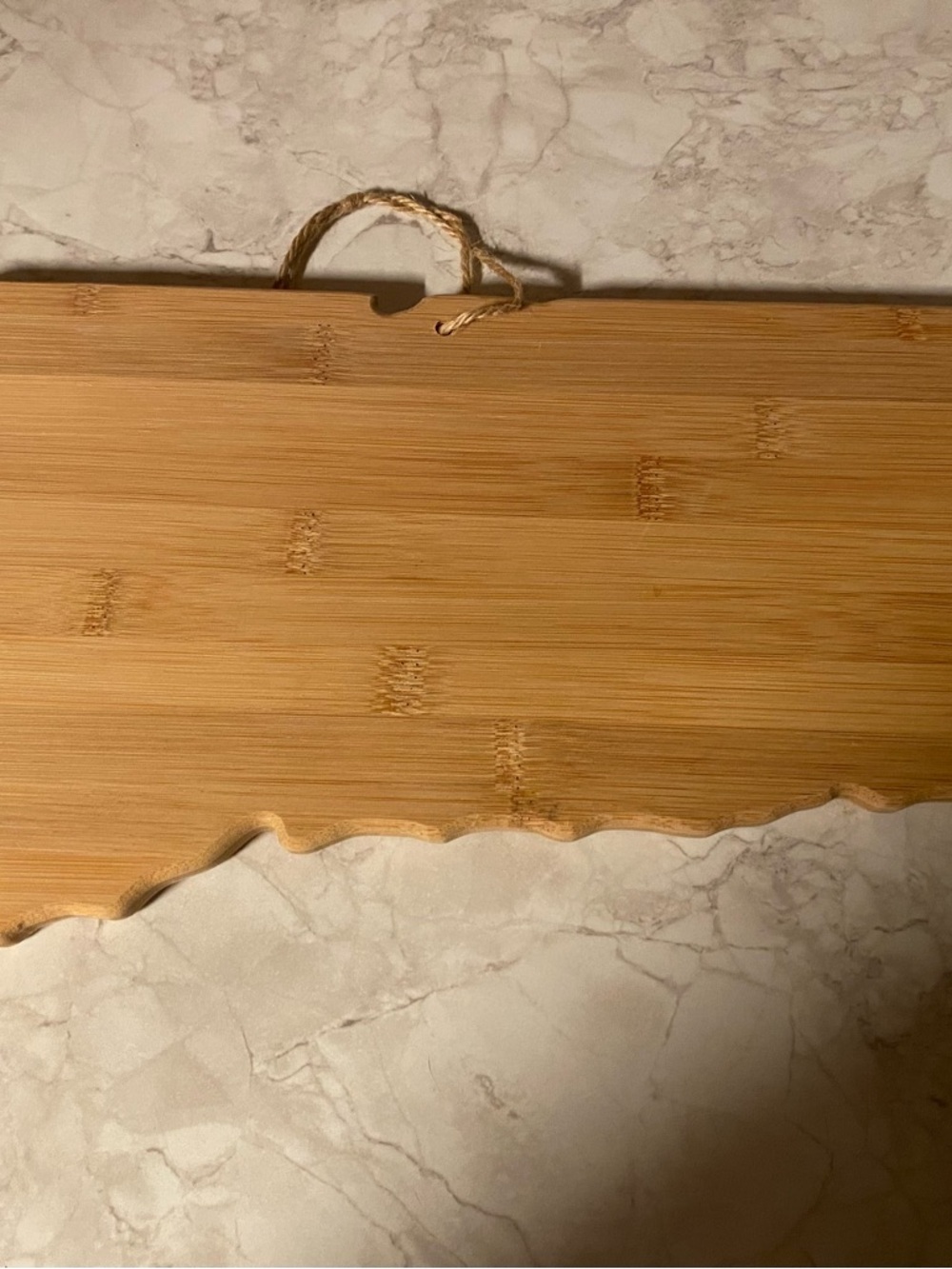 Bamboo Serving/Charcuterie Board with Rope Hanger - Natural Wood